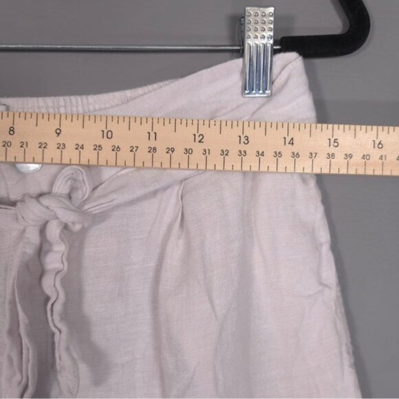 HALSTON 100 %‎ LINEN Women’s Shorts Coastal Tie Waist Pockets Light Beige LARGE - Picture 6 of 10